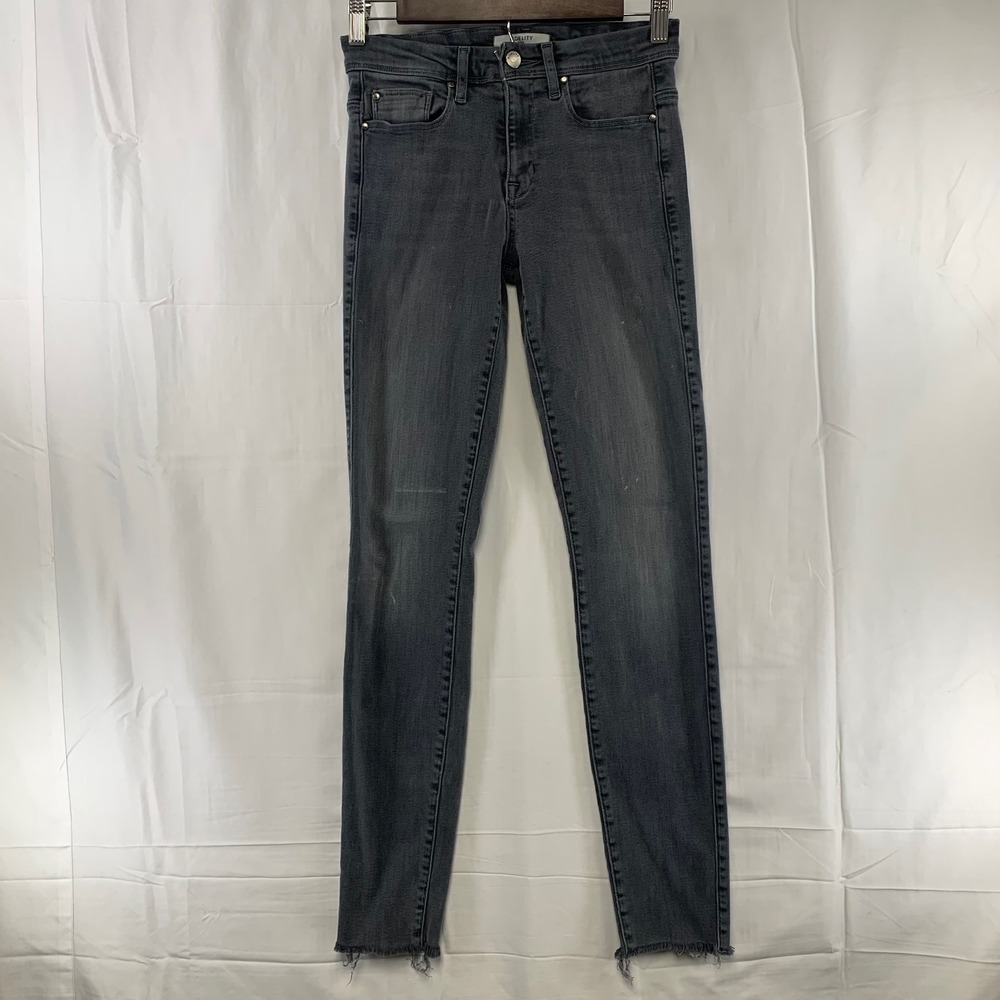 Fidelity‎ Skinny Jeans Womens 24x30 Gray Raw Hem Stretch Denim